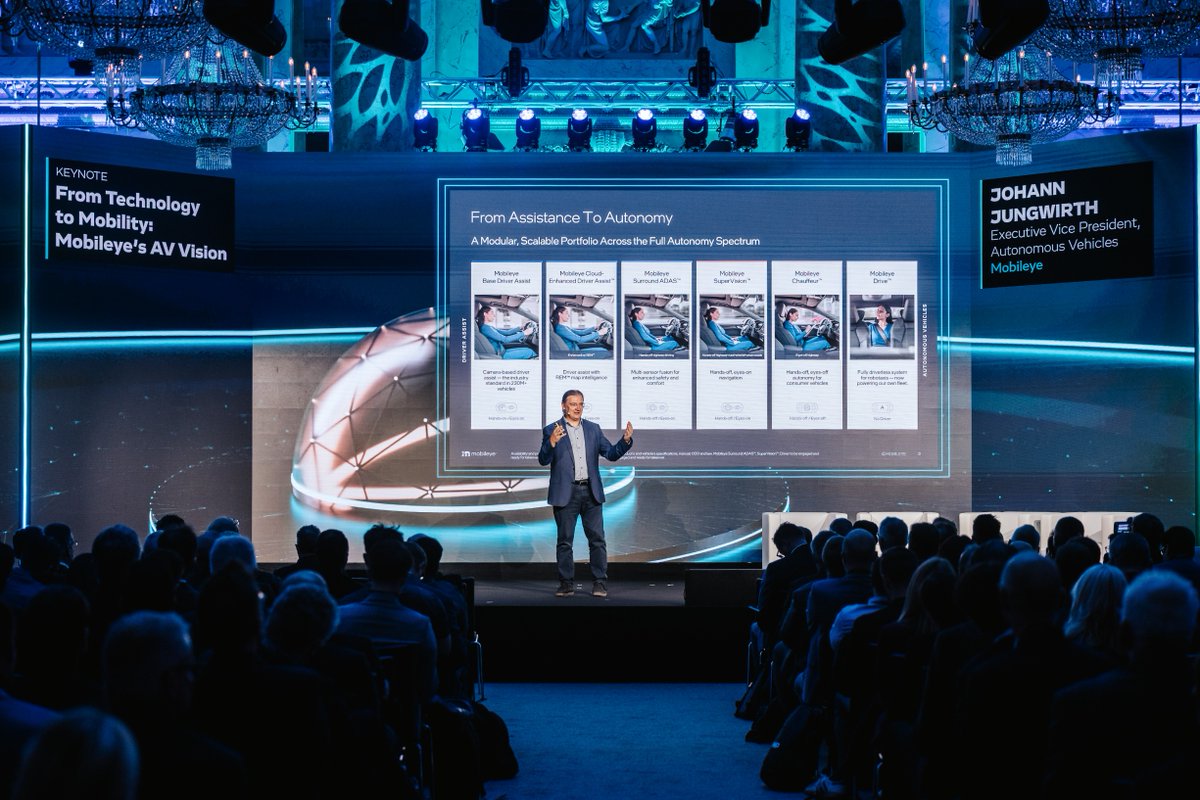 Mobileye's tweet photo. Johann Jungwirth, EVP of Autonomous Vehicles at Mobileye, took the stage at The Autonomous Main Event to discuss what it takes to scale autonomous mobility.
 
From safety-by-design and redundant systems to fleet operations, regulation, accessibility, and consumer trust, he shared why the next 12–18 months will be critical for moving autonomous mobility from validation to real-world deployment.
 
Watch the full session to learn more about Mobileye’s vision for safer, scalable autonomous mobility: https://t.co/kZOCYKIRtR