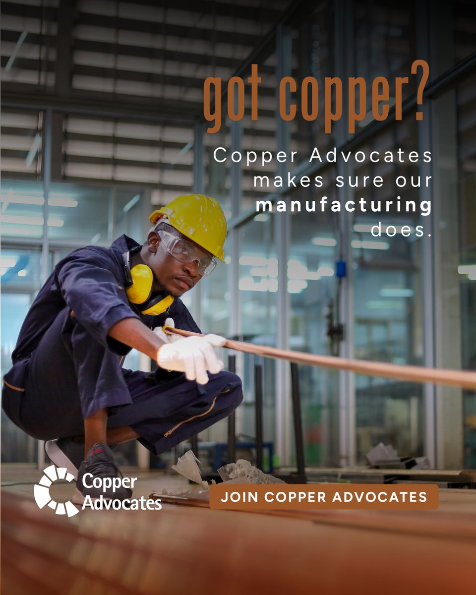 thinkcopperUS's tweet photo. #Copper policy needs copper facts.
Decisions on U.S. manufacturing and infrastructure should reflect their real-world impact.
Copper Advocates helps put credible, timely information in front of decision-makers when it matters.
Help inform the conversation. Anyone can join. 
https://t.co/0kfniXhZcC
#GotCopper #CDA