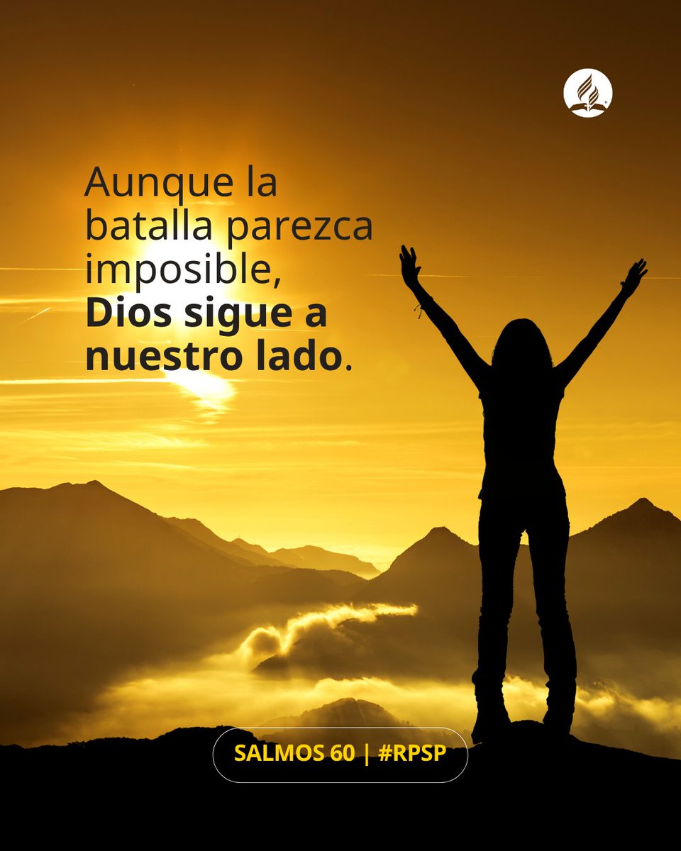 AdventistasDIA's tweet photo. Aunque la batalla parezca imposible, Dios sigue a nuestro lado. Cambia el temor y la sensación de abandono por la confianza: con Dios podemos avanzar seguros hacia la victoria. #RPSP https://t.co/Cq5H8poY4K