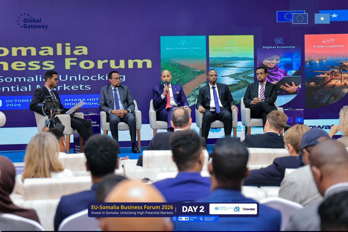 mocisom's tweet photo. Day 2 of the EU–Somalia Business Forum 2026 🇸🇴🇪🇺

Somali and European businesses are strengthening connections and forging new partnerships across agri-value chains, energy, the digital economy, and trade logistics —creating new opportunities for investment &amp; economic growth. https://t.co/wV3pfiQu50