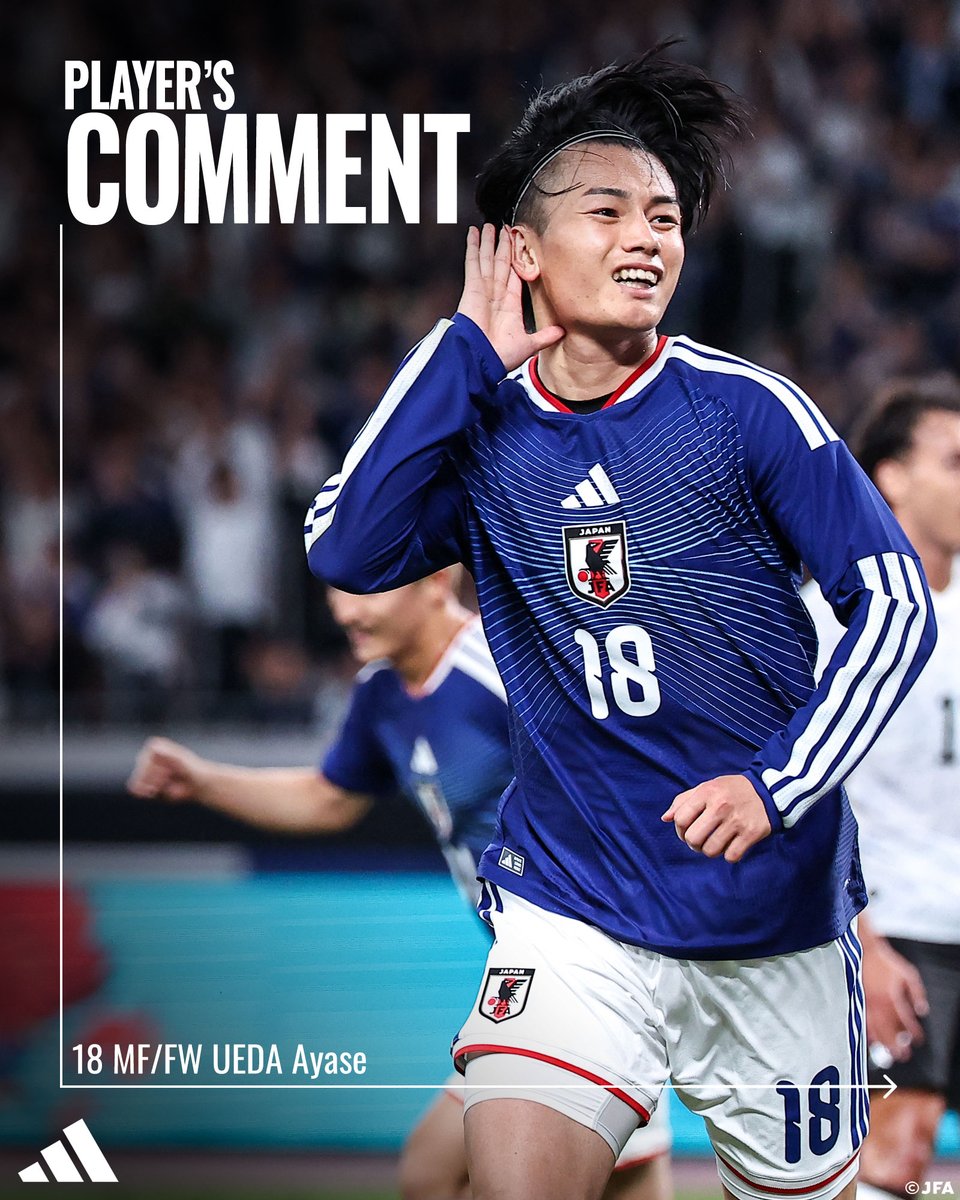 jfa_samuraiblue's tweet photo. 🔹𝗦𝗔𝗠𝗨𝗥𝗔𝗜 𝗕𝗟𝗨𝗘🔹
【2026.10.5 試合後コメント✍️】

18 MF/FW 上田綺世(LOSCリール🇫🇷)

#adidasFootball
#サッカー日本代表 https://t.co/hHOOXDcvyZ