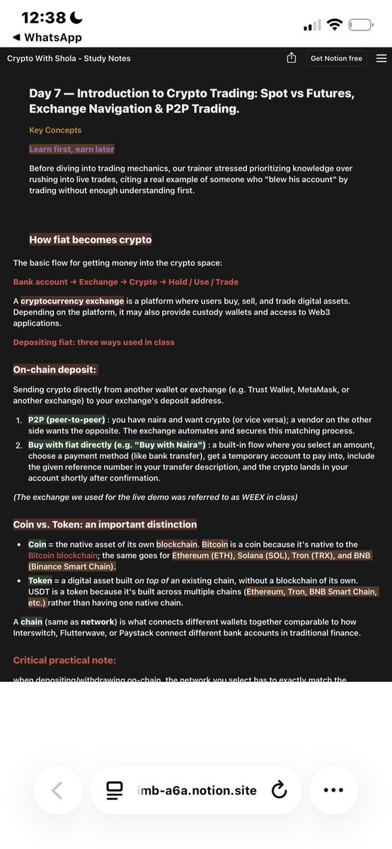 emmnuelkay's tweet photo. Hereβs the link to all the study notes I took throughout the #CryptoWithShola training, from Day 1 to Day 7. ππ
#CryptoWithShola @WEEX_Africa #WEEXAfrica https://t.co/ot1zJW5DLX