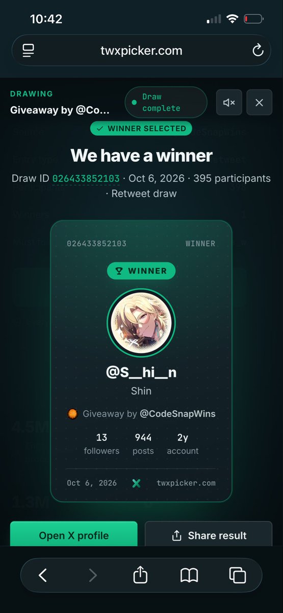 CodeSnapWins's tweet photo. We have a winner. Congrats @S__hi__n!

Please DM me to claim your prize. https://t.co/CitK3cGTIU