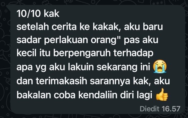Rossavelle__'s tweet photo. testimoni dari cust💌 

kalo lagi butuh tempat cerita,yuk cerita sama aku🙆🏻
jasa curhat / peer support lulusan Psikologi, siap menemani kamu ngobrol🌻 harga start from 20k/jam

✨ BONUS HARI INI:
setiap booking sesi curhat dapat 1 Guided Journal 🎁 #jasacurhat #zonauang #zonabu https://t.co/QfOoBmdvLv