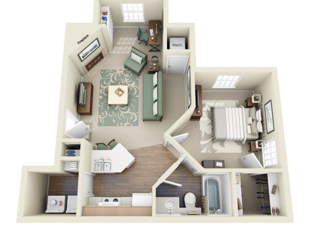 FairlaneMeadow's tweet photo. One bedroom, one bath, 696 square feet. Morning coffee, work calls, and dinner each have their own corner. Come tour the community. https://t.co/XLxgKj06by