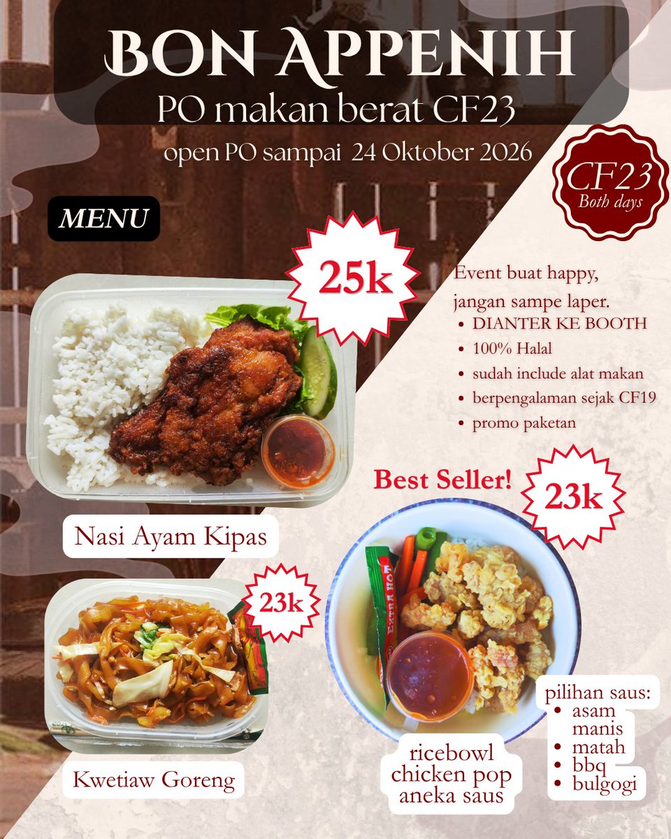 serxnism's tweet photo. Haloooo, aku mau buka PO buat makanan, snacks sama minuman buat #comifuro23 #cf23

Seperti biasa ada paketan untuk cirle yaaaaa 🫡

PO: ~24 Oktober 2026 https://t.co/iIyUuFG3eu