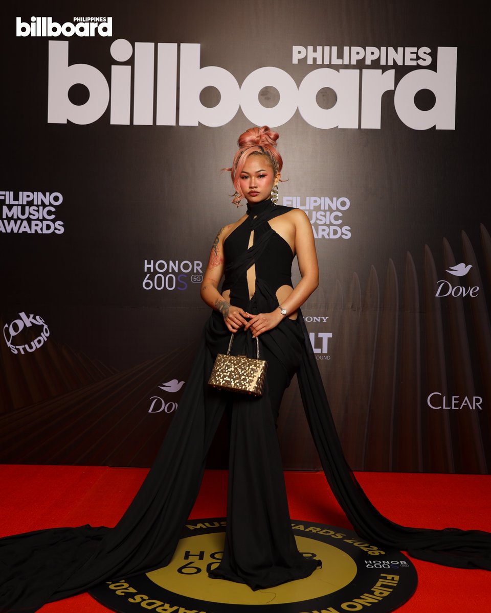 BBPHOfficial's tweet photo. All eyes are on tonight’s star-studded lineup of artists as they make their highly-anticipated arrival at the 2026 edition of The Filipino Music Awards, decked out in their best gilded red carpet look.

Photographed by Excel Panlaque.

#BillboardPhilippines
#BillboardPH
#FMA2026 https://t.co/MTl1gAVIo3
