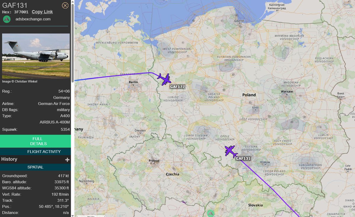 PolishMilRadar's tweet photo. π
06.10 π 13:52LT - π©πͺβοΈ Niemieckie Atlasy tranzytem
π©πͺ SiΕy Powietrzne Niemiec
βοΈ Airbus A400M Atlas
βοΈ #GAF177 | Reg: 54+27
π« Baza Lotnicza Wunstorf #ETNW π©πͺ
βοΈ #GAF131 | Reg: 54+06
π« Baza Lotnicza Malatya ErhaΓ§ #LTAT πΉπ·
π¬ Nieznane
π https://t.co/2UKohzPIeM
#POLMILRADAR