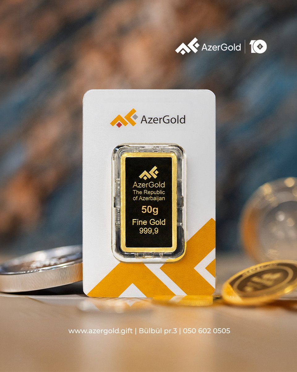 Azergoldgift's tweet photo. Qızıl külçə həm uzunmüddətli investisiya, həm də kapitalın etibarlı şəkildə qorunması üçün əlverişli maliyyə alətidir. 

🌐 https://t.co/sf2hFbITn8
📍 Bülbül prospekti, 3
📞+994 50 602 05 05 

#AzerGold #qızıl #Qızılkülçə #Hədiyyə #Yatırım #50qram #MadeInAzerbaijan https://t.co/xCNuliszJx
