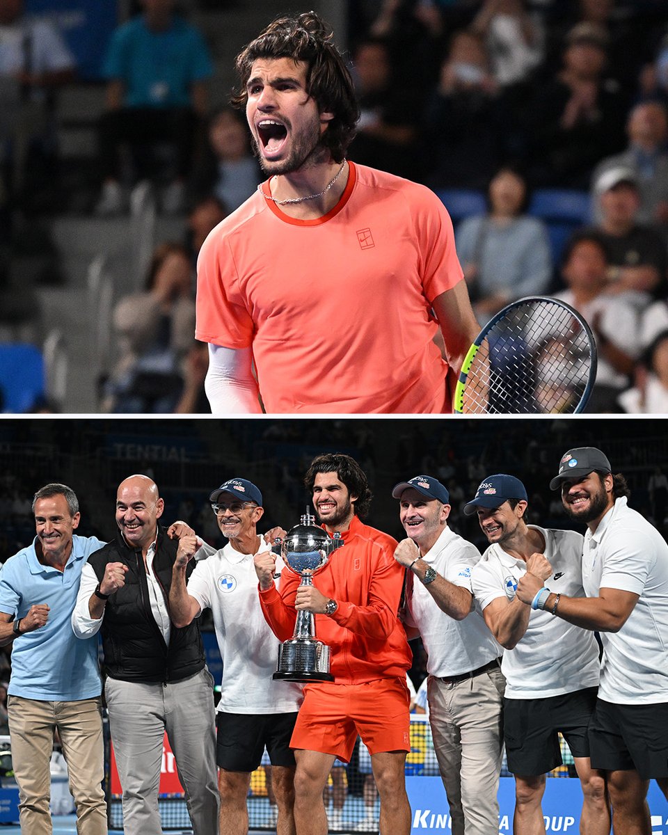 TennisChannel's tweet photo. There’s something about Carlos in Tokyo 🎊

Title successfully defended. 🏆🏆

#KinoshitaJOTennis https://t.co/DILJy7sHXf