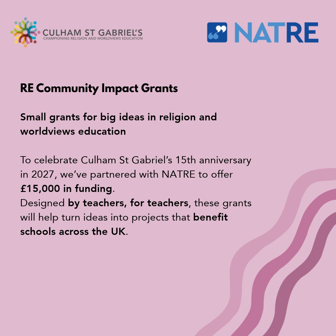 culhamstgabriel's tweet photo. Interested in our Community Impact Grants but not sure where to start? Join our webinar tomorrow, 7 October, 4–5pm, for help with your application! 
Find out more:
https://t.co/4ccQ3Oubiw
@NATREupdate @TeachersofRME @WASACRE @RECouncil @CSTvoice @NEUnion @NASUWT @NAHTnews https://t.co/d4bSOg9CNM