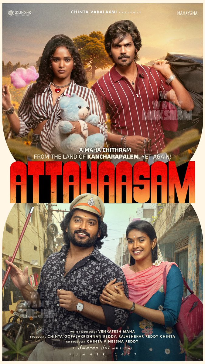 T2BLive's tweet photo. From the land of KANCHARAPALEM, yet again comes another story! ❤️‍🔥

Title &amp; First Look of the next MAHA CHITHRAM! 💥 #Attahaasam ~ Summer 2027 Release https://t.co/6vozfZivZ4