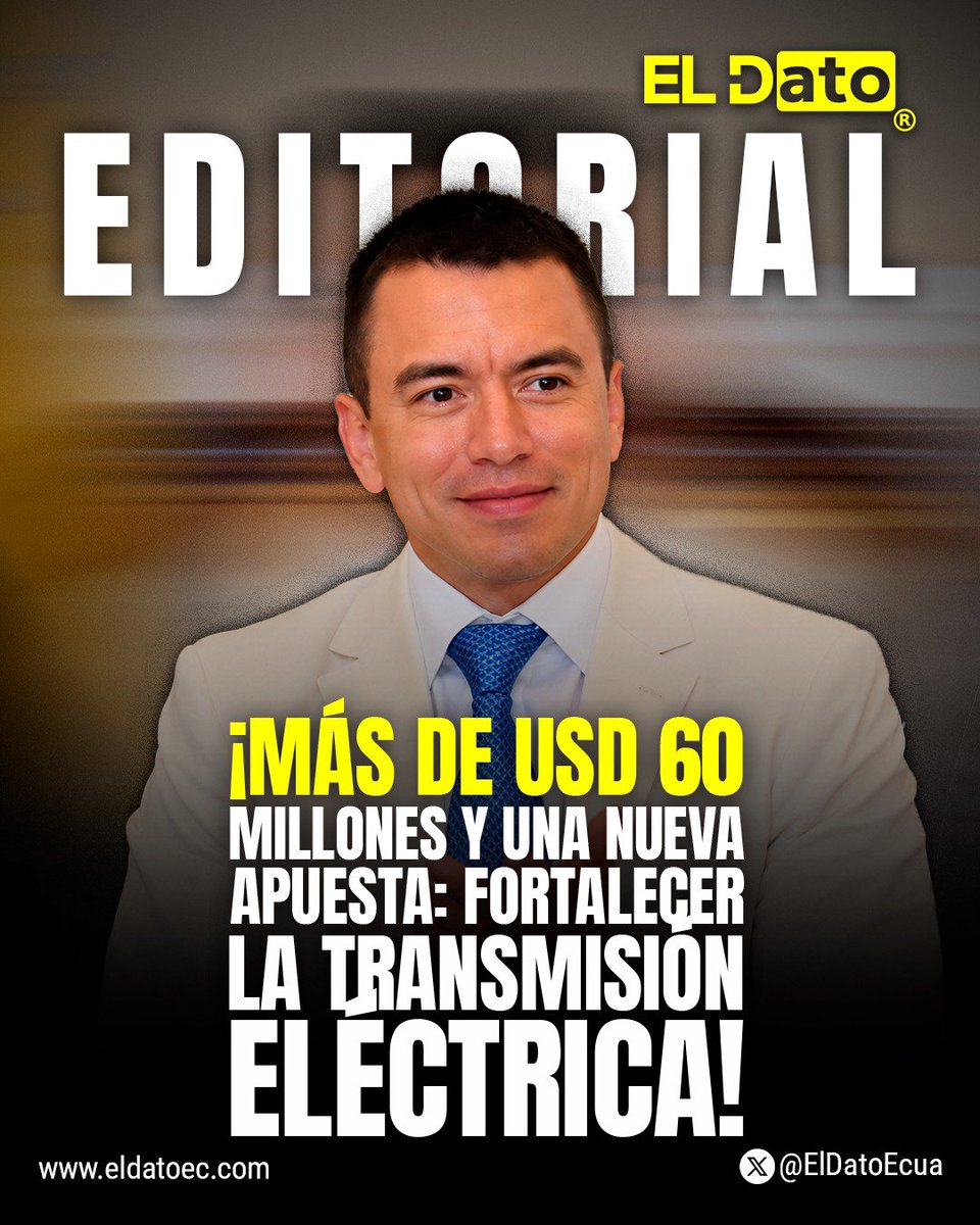 ElDatoNews's tweet photo. #Editorial ¡MÁS DE USD 60 MILLONES Y UNA NUEVA APUESTA: FORTALECER LA TRANSMISIÓN ELÉCTRICA!

El Gobierno de Daniel Noboa apuesta por una mayor participación del sector privado en la expansión de la infraestructura de transmisión eléctrica. Durante una entrevista en Radio Centro, el presidente señaló que su administración ha destinado más de USD 60 millones a proyectos de transmisión a escala nacional y destacó que la nueva normativa permite ampliar la participación privada en este sector.

La apuesta busca complementar las obras impulsadas por el Estado y por Transelectric, con el objetivo de fortalecer las redes que permiten transportar la energía desde los centros de generación hasta los puntos de consumo.

El desafío es estratégico: no basta con generar más electricidad si la red no tiene capacidad suficiente para transportarla. La transmisión se convierte así en una pieza fundamental para evitar pérdidas de capacidad, reducir vulnerabilidades y aprovechar nuevas fuentes de generación.

La apertura a la inversión privada puede significar mayores recursos y acelerar la construcción de infraestructura, pero también exige reglas claras, planificación técnica y controles que garanticen que los proyectos respondan a las necesidades reales del sistema.

Ecuador necesita generar más, pero también transmitir mejor y con mayor capacidad. La verdadera prueba de esta política será que la inversión anunciada se traduzca en una red eléctrica más robusta y preparada para la demanda futura.

#ElDato #Ecuador #DanielNoboa #Energía