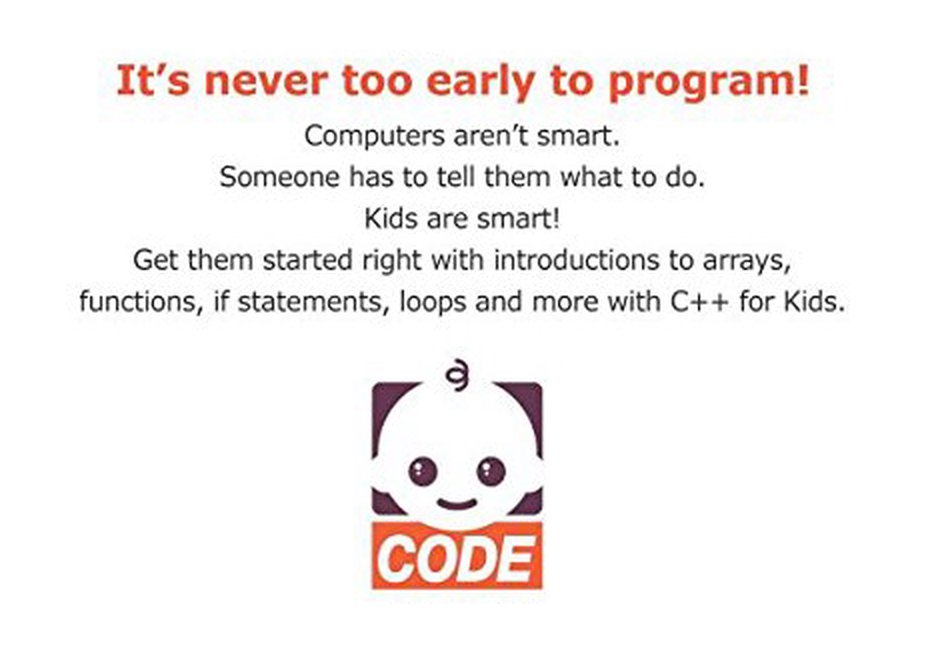 CodeBabies's tweet photo. Parent tip: loops are counting out loud.

for (int i = 0; i < 3; i++) {
    hug();
}

Three hugs. Count 0, 1, 2 together: yes, programmers start at zero.

Arrays, functions, if statements, loops: C++ for Kids.

It's never too early to indent.

https://t.co/VhBV9Dqxtc https://t.co/fNsfneuLhe