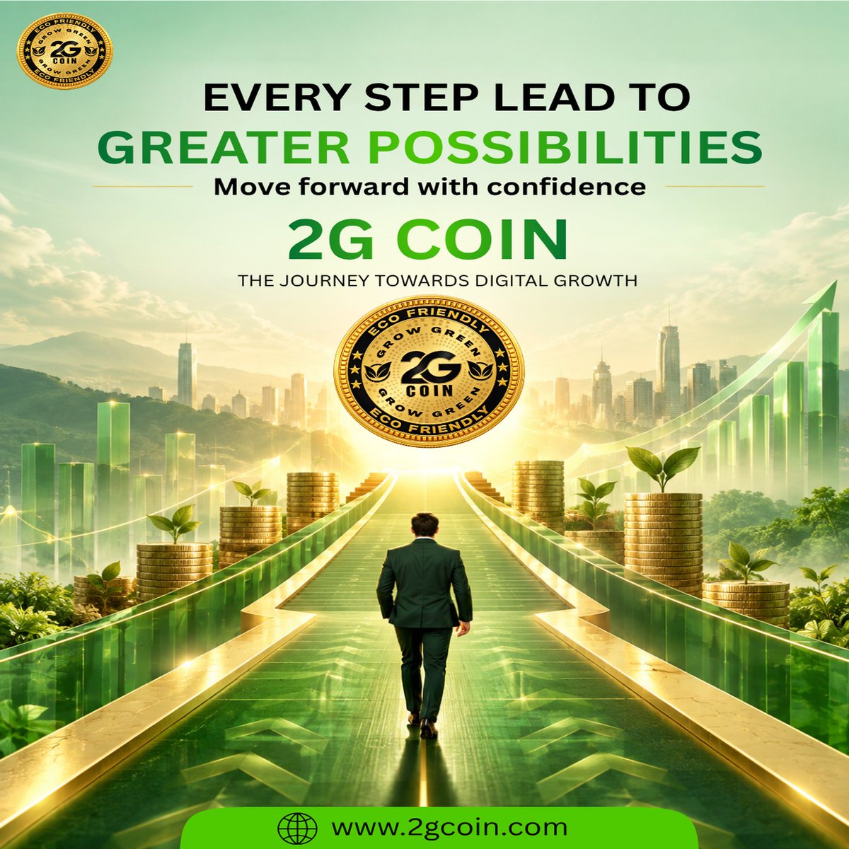 2gCoin's tweet photo. ✨ EVERY STEP LEADS TO GREATER POSSIBILITIES.
The future belongs to those who are ready to move forward, think differently, and embrace new opportunities. 🌱
With 2G COIN, step into a world of digital innovation and explore new possibilities for tomorrow. 🚀💚
Move Forward. https://t.co/wFDzzebpL5