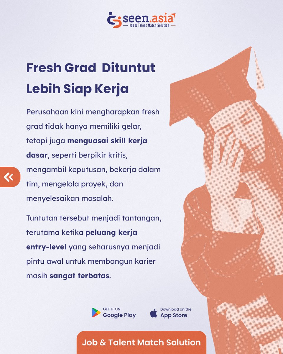 Seen_Asia's tweet photo. Job Market untuk Fresh Grad Semakin Menantang! 🎓

Survei terbaru mengungkap, fresh grad kini menghadapi tuntutan pengalaman kerja yang semakin tinggi. CEK selengkapnya di bawah ini! 👇

SAVE &amp; FOLLOW untuk tips dunia kerja lainnya!😆

Good luck! 🚀 https://t.co/gUCSTmVVmL