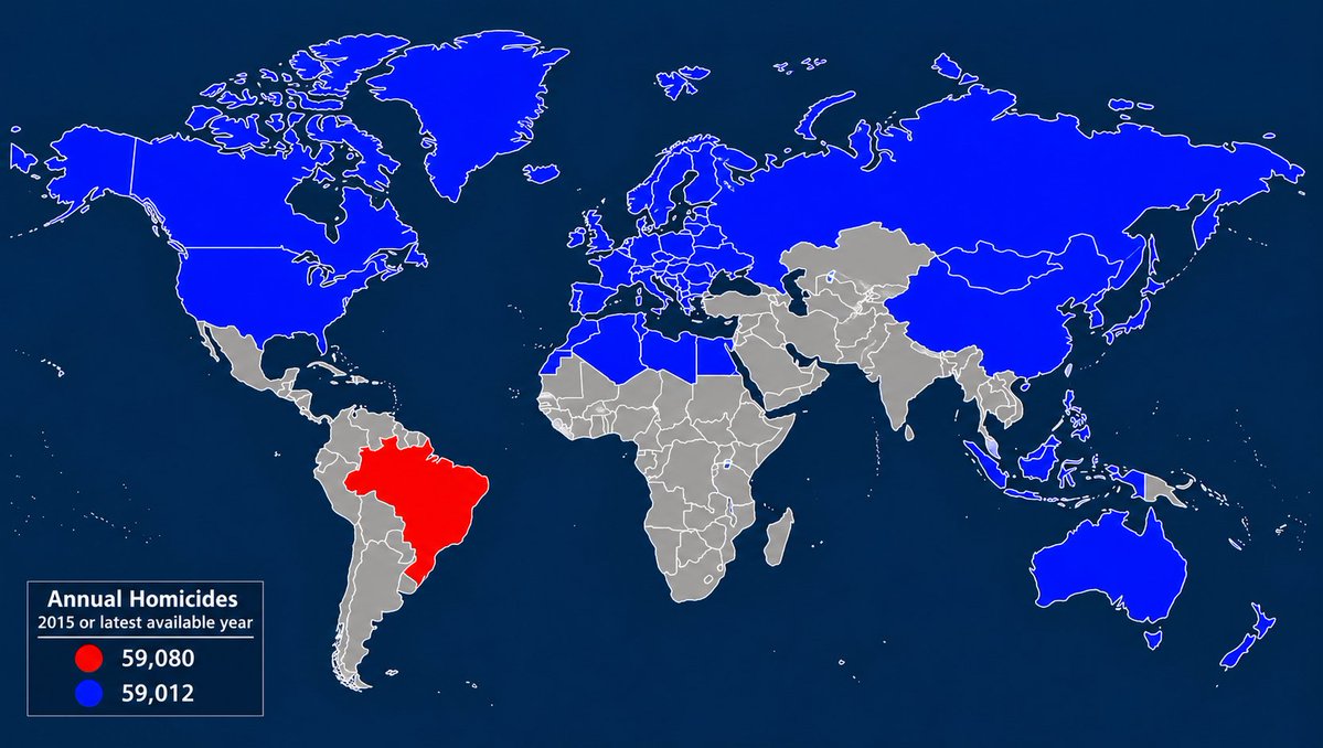 theepicmap's tweet photo. In 2015, Brazil had as many murders as all the blue countries combined https://t.co/bI1iwOftvR