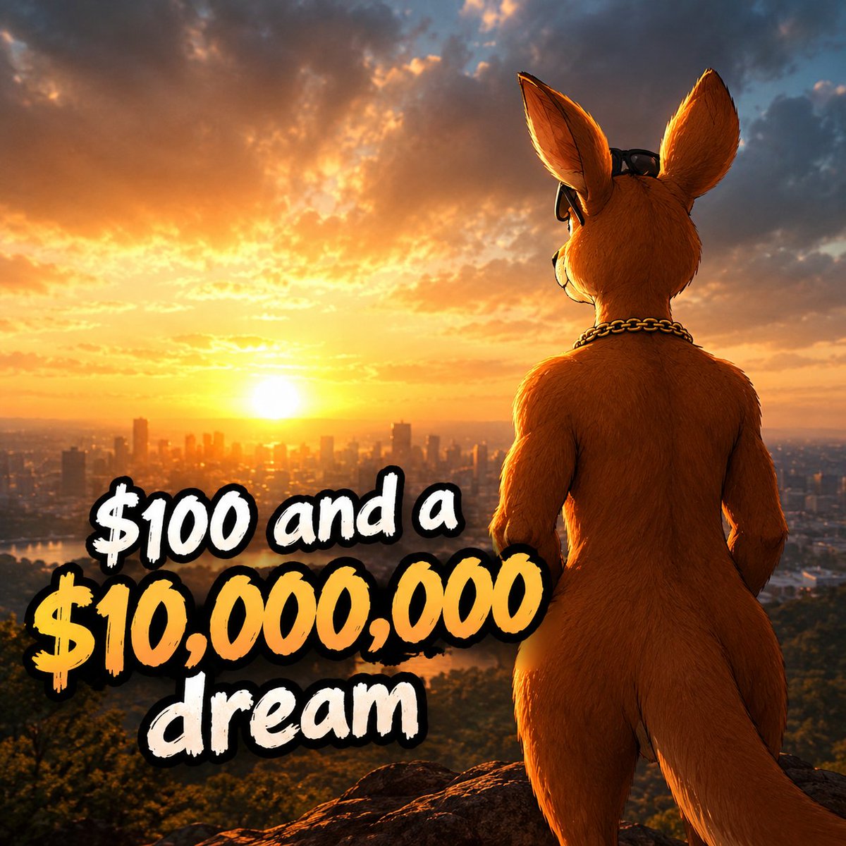 Vic_Xavy's tweet photo. He might be broke kangaroo but he still has dreams

$100 in the bag, but a $10M dream in the head.

Broke today, dreaming different tomorrow.

Let’s see if the kangaroo can make it out the trenches. 

@BrokeKangaroooo #BROO https://t.co/J9cfax2B2w
