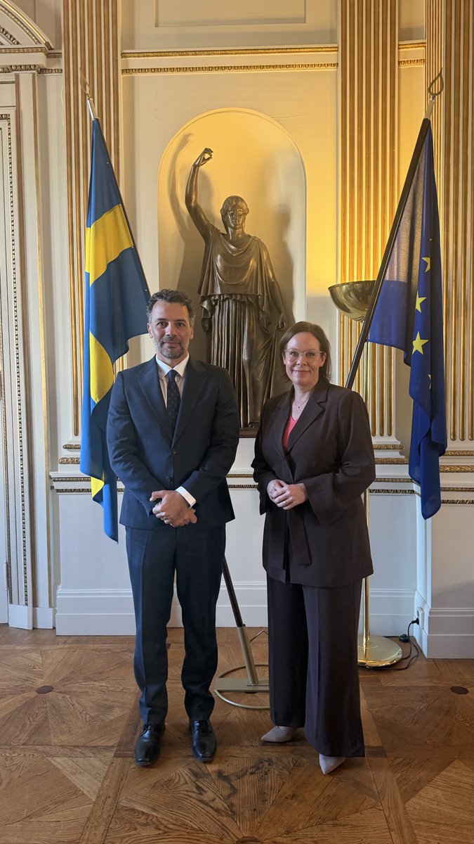 DorosVenezis's tweet photo. Pleased to meet Foreign Minister @MariaStenergard today. We had a very useful and productive discussion on further strengthening #Cyprus-#Sweden bilateral relations across a wide range of areas, as well as on continuing our close cooperation at EU level. 🇨🇾🇸🇪 @SweMFA @CyprusMFA https://t.co/771AR1vNCh