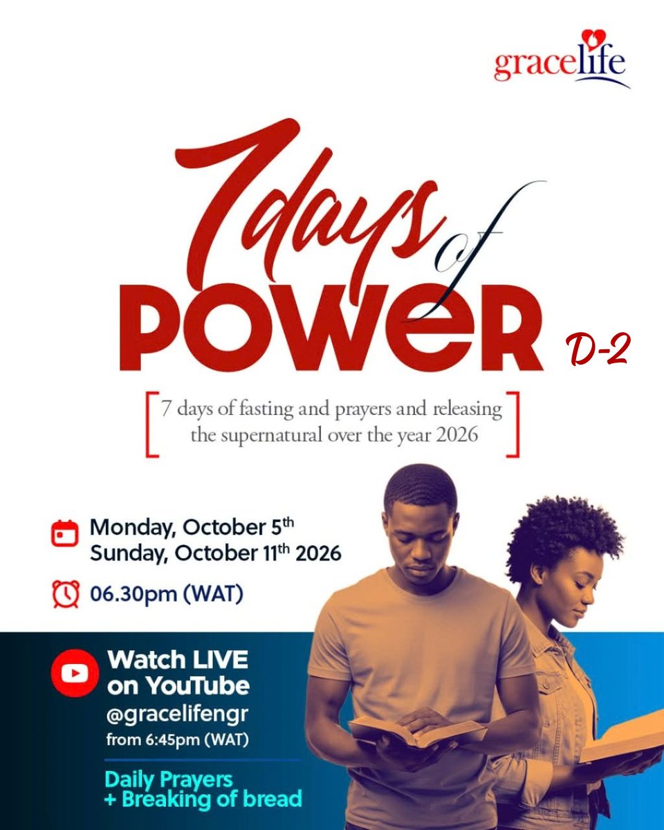 gracelifengr's tweet photo. ๐ฅ 7 DAYS OF POWER โ DAY 2!
Weโre back for another powerful time of prayer, fasting, communion & divine encounters. ๐
Come expectant. Come ready for what God has prepared.
Invite someone to join you!
#7DaysOfPower #GraceLife #PrayerAndFasting https://t.co/r6DP4MYKiI