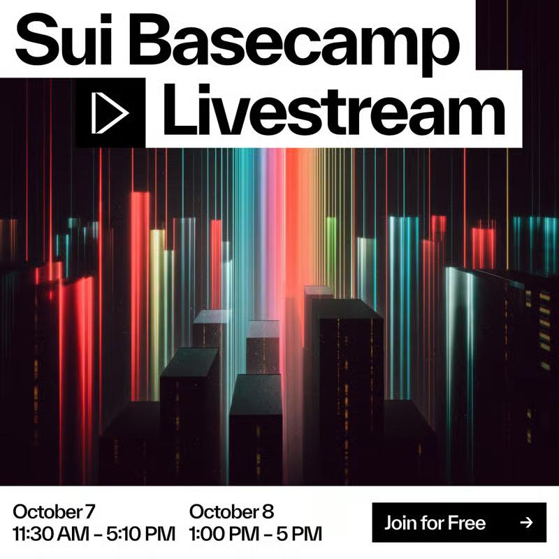 Cointelegraph's tweet photo. Big announcements from @SuiNetwork are coming this week 👀 Tune in to the livestream to hear it first.

🔴 Watch Sui Basecamp 2026 live from Singapore, Oct 7–8 — featuring a live trading competition, keynotes, product reveals, and giveaways.

Livestream kicks off at 11:30AM SGT. Don't miss the keynote from Co-founder & CPO @EmanAbio at 1PM SGT.
