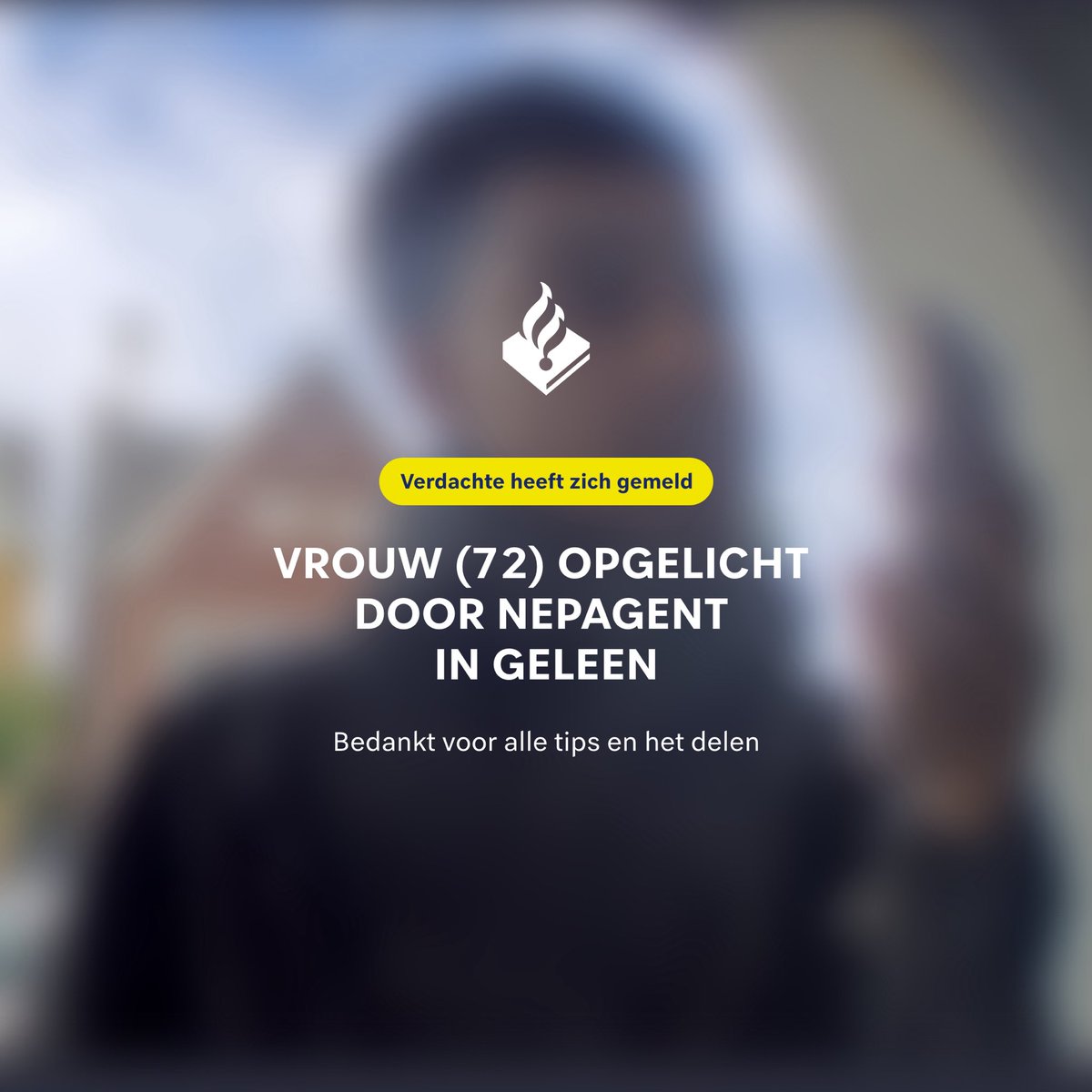 POL_Limburg's tweet photo. Vorige week werd beeldmateriaal vrijgegeven van een nepagent die in augustus een 72-jarige vrouw uit #Geleen oplichtte. Een 16-jarige jongen uit #Duivendrecht heeft zichzelf hierop gemeld. Dank aan eenieder voor het meedenken! https://t.co/rS5fKErlPd