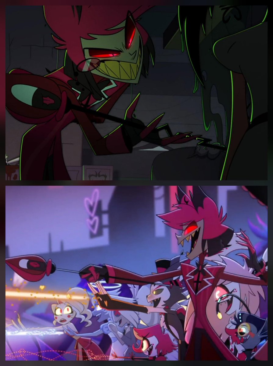 mariaquevedo07's tweet photo. Someone brought up a good point. Alastor didn’t just outsmart Rosie ONCE but TWICE! The first is when he found a loophole to their deal and broke free, the second is when he finally got her to fix his staff so he can be at full power again. #HazbinHotelAlastor #HazbinHotelRosie https://t.co/0eEwRfwvMo