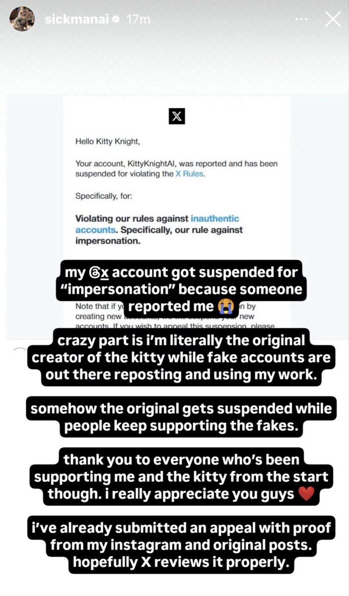 westerosknightc's tweet photo. solana:5tCju6YNxHq5zrA6tGndr6F7TK42mpUFmeE31cSFpump community mass reporting $knightcat true creator @KittyKnightAI is not something I’d wanna be a part of

If a meme’s artist backs a coin, rallying around that should be the way to go in my opinion https://t.co/ulxFvYViTF