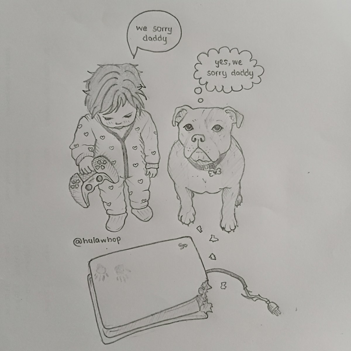 hulawhop's tweet photo. #Rooktober Day 06 (Broken)

kojo breaks (eats) tim’s playstation again, except this time he has an accomplice 

hint: it's lily https://t.co/YnOupP5D4x