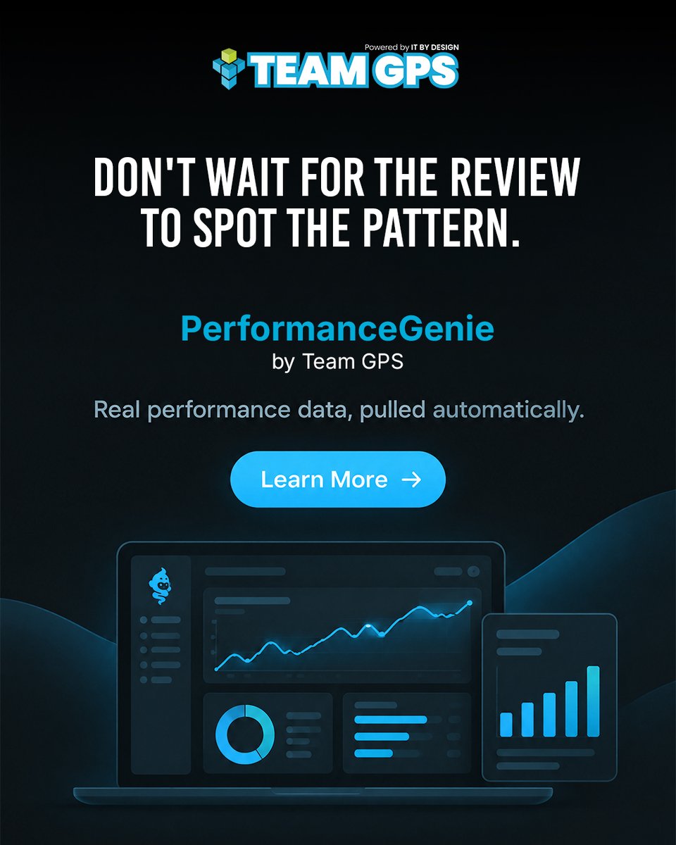 MyTeamGPS's tweet photo. Annual reviews tell you what already happened, months after the pattern was visible. PerformanceGenie surfaces patterns and coaching opportunities as they emerge, before issues compound.
Learn more: https://t.co/eOgvm7f454
#TeamGPS #PerformanceGenie https://t.co/T9g3fpuRGC