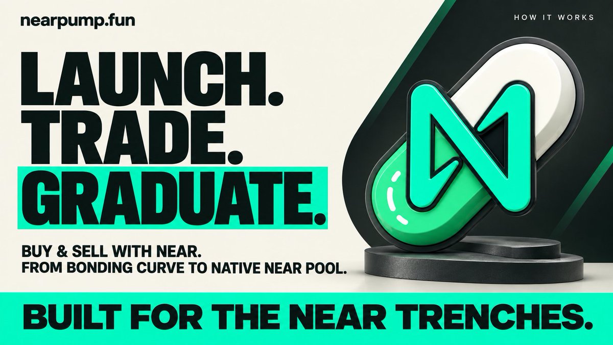 NearPump_Fun's tweet photo. launch. trade. graduate.

start on the bonding curve. buy and sell with NEAR.

hit the graduation target. keep trading in a native NEAR pool.

built for the NEAR trenches.

https://t.co/uOdIEOu3lt https://t.co/8T1AKchFQO