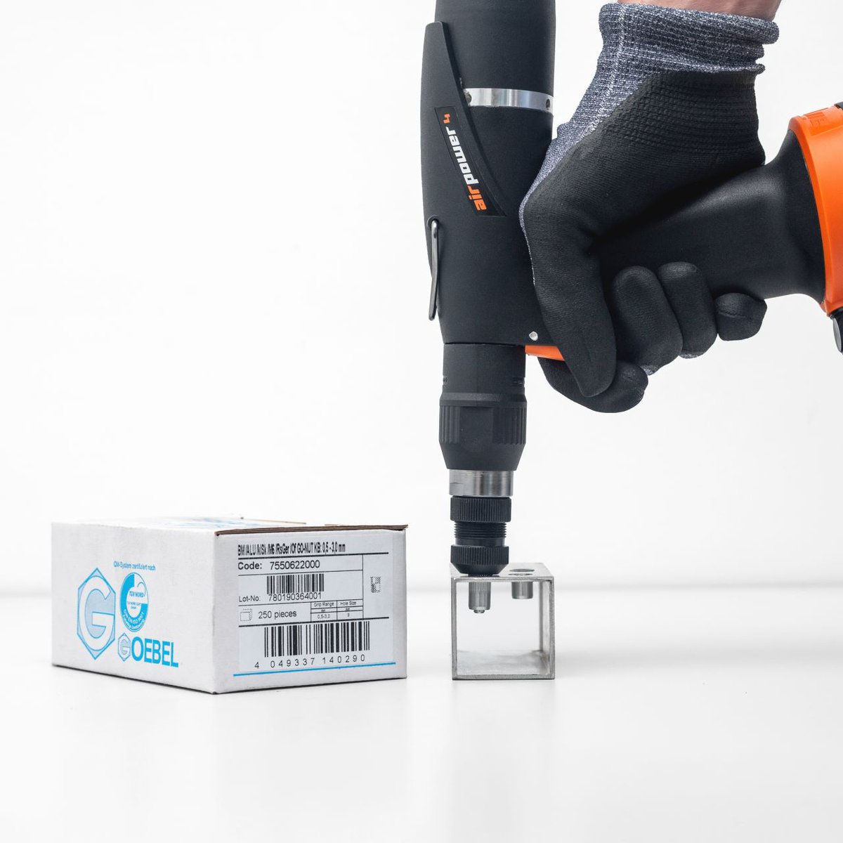 GoebelFasteners's tweet photo. Do you know about the AP series like the Airpower 4?

The Airpower 4 pneumatic rivetnut setting tool from GOEBEL sets blindrivetnuts from M3 - M10 (all materials) and from M10 - M12 (aluminium and steel).

If you are interested in our #Airpower tools please get in touch with us. https://t.co/SQMOG1IkPU