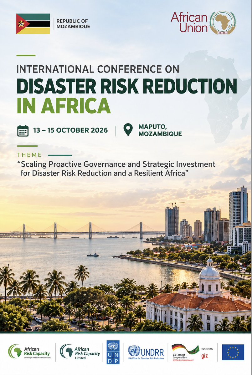 ARCapacity's tweet photo. ARC is heading to Maputo! 🇲🇿
From 13–15 October, we’ll join African &amp; global leaders and partners at #ICDRR2026 to advance proactive risk governance, strategic investment and resilience across Africa.
📍 Maputo, Mozambique

#AfricanRiskCapacity #DRR #ResilientAfrica https://t.co/kx8in6dtLk