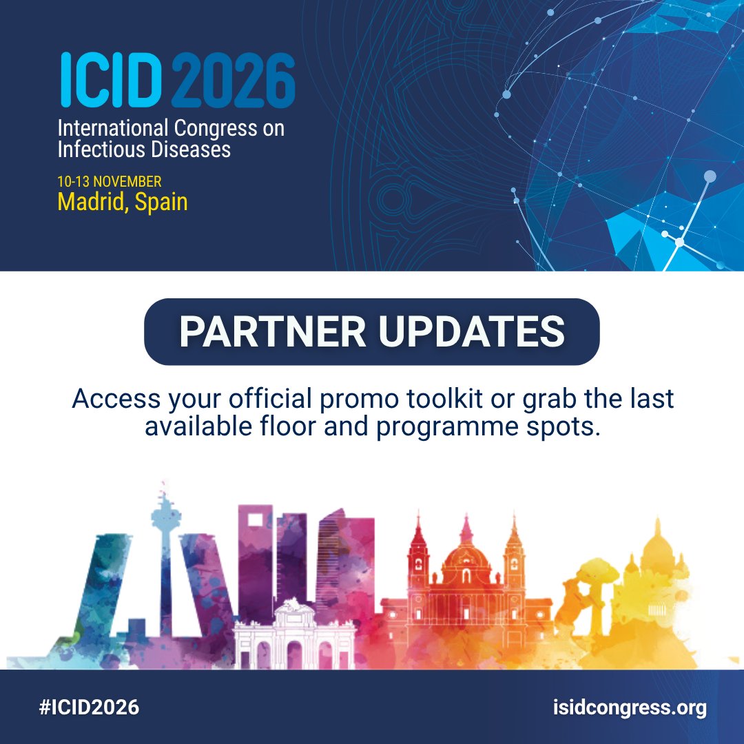 ISID_org's tweet photo. Already joining us at #ICID2026? Download your partner toolkit and let your network know where to find you on site!
Still not booked? This is your last chance to secure a final spot on the floor or programme.
๐ https://t.co/r5UgMymAet
#ISID #InfectiousDiseases #GlobalHealth https://t.co/wLaj6HMpp1