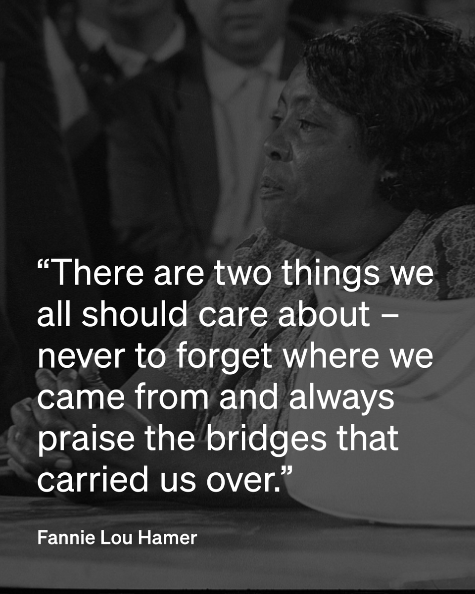 PublicWelfare's tweet photo. On her birthday, we are reminded of Fannie Lou Hamer’s wisdom: there are many who have gone before us, paving the way for the work we do today. When we honor that history, we learn from that history – and it becomes a pathway forward. https://t.co/IEJVNZhx7u
