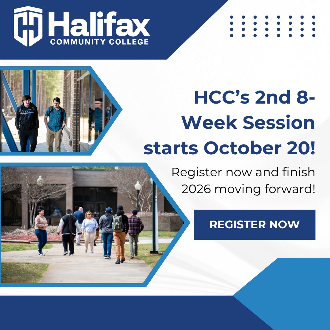 halifaxcc's tweet photo. New goals don’t have to wait until January. 💙 HCC’s 2nd 8-Week Session begins October 20. Register now and start working toward your future this fall.

See what we offer: https://t.co/0wcFawtd3a

#HalifaxCC #Fall2026 #RegisterNow https://t.co/5PZwEBjVSn