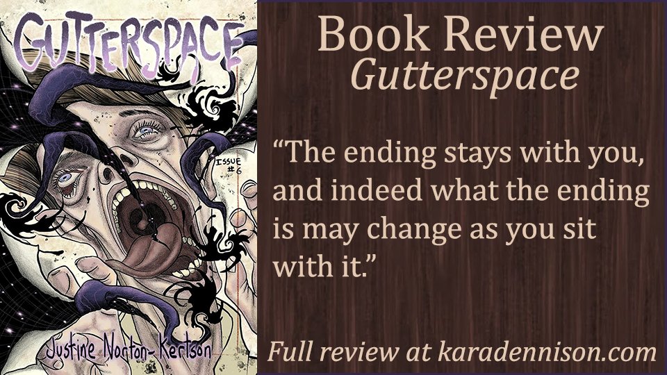 RubyCosmos's tweet photo. Today on the blog, I review the surreal comic book horror novella GUTTERSPACE, available starting tomorrow from @stars_andsabers . This twisty work will definitely get under your skin:

https://t.co/N1o4IOu2U3

#bookreview #gutterspace https://t.co/1G0knXbFRk