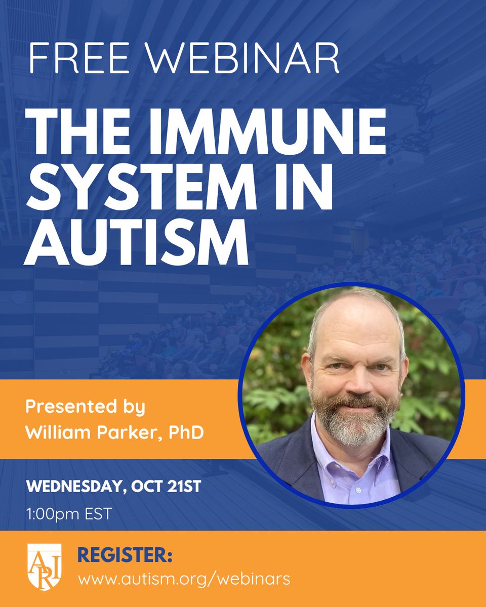 ariConference's tweet photo. on
Tune in for our free webinar on the immune system in autism. 

Register: https://t.co/qQSV8DdbVu https://t.co/rYU6y5dXfc