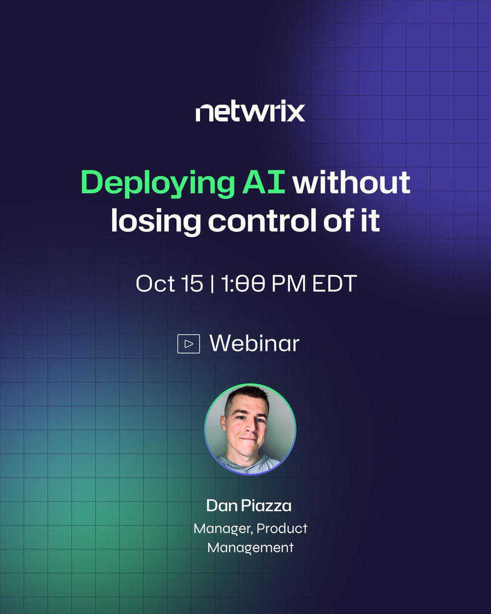 Netwrix's tweet photo. System prompt files, model configs, and safety filter rulesets are just files sitting on a server. They're every bit as exposed as any other config, with more consequential outcomes if tampered with.

Join Dan Piazza, Product Management, at Netwrix on October 15 to see how Netwrix Change Tracker brings file integrity monitoring, CIS-aligned hardening, and closed-loop change control to the configuration layer underneath your AI deployment, so you can tell a scheduled update from an unauthorized one.

Thursday, October 15 | 1:00 PM ET

Reserve your spot: https://t.co/rWUB7zEDUs