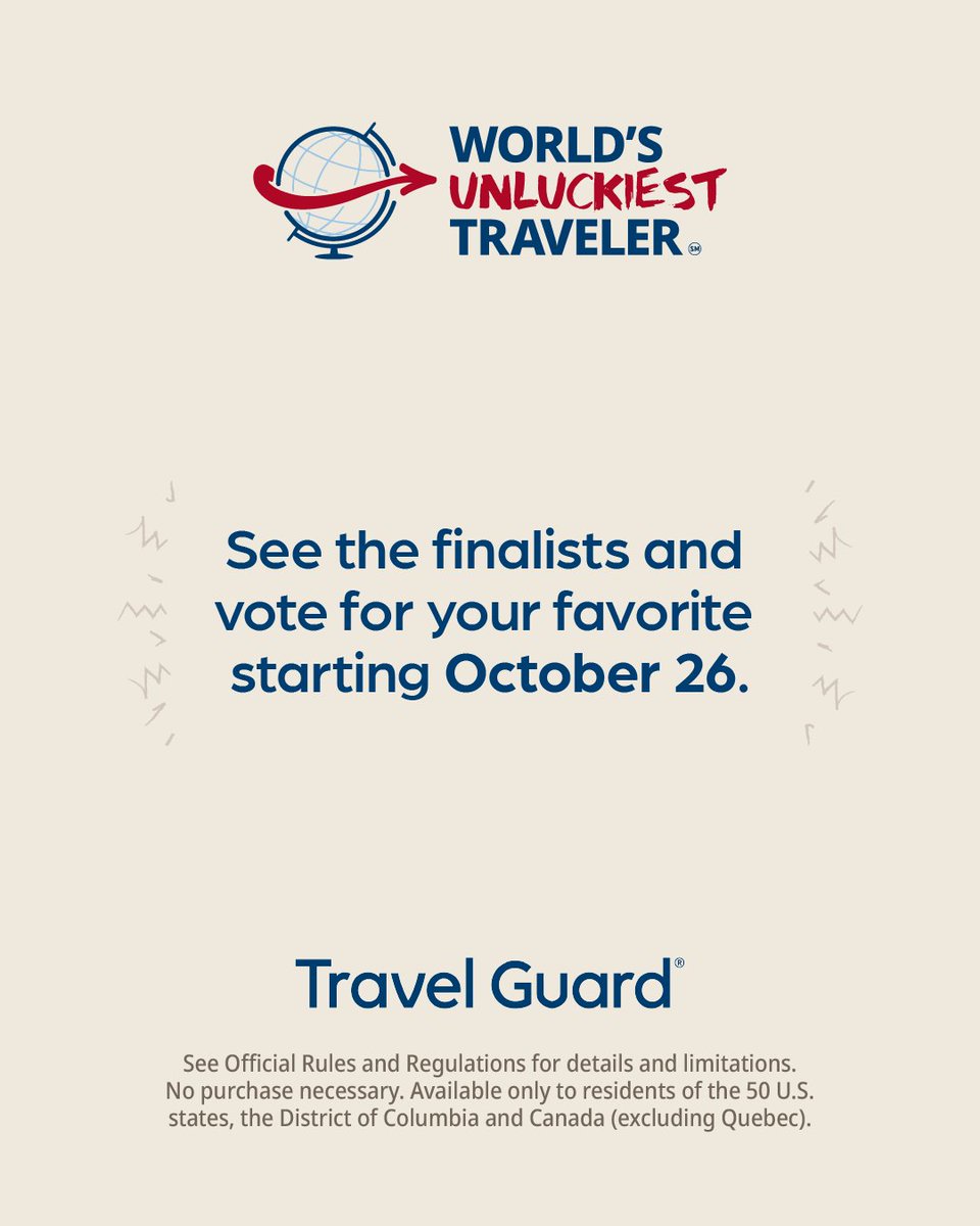 TravelGuard's tweet photo. Thank you to all who entered! We'll be back October 26 to announce the top eight finalists. https://t.co/HKozcdahk3