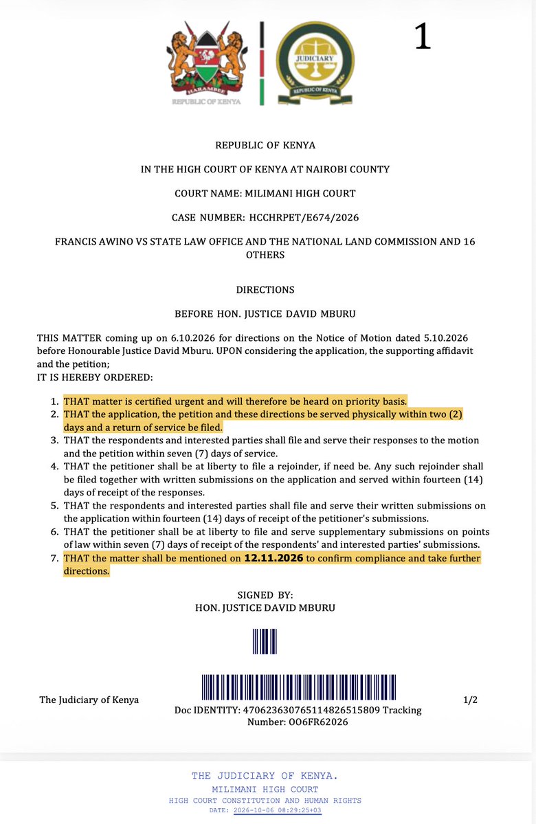 AmbokoJH's tweet photo. The High Court has certified as urgent a case seeking disclosure of details surrounding the Dangote East Africa Petroleum Refinery &amp; Petrochemicals SEZ project. https://t.co/4wEs3KwyXc