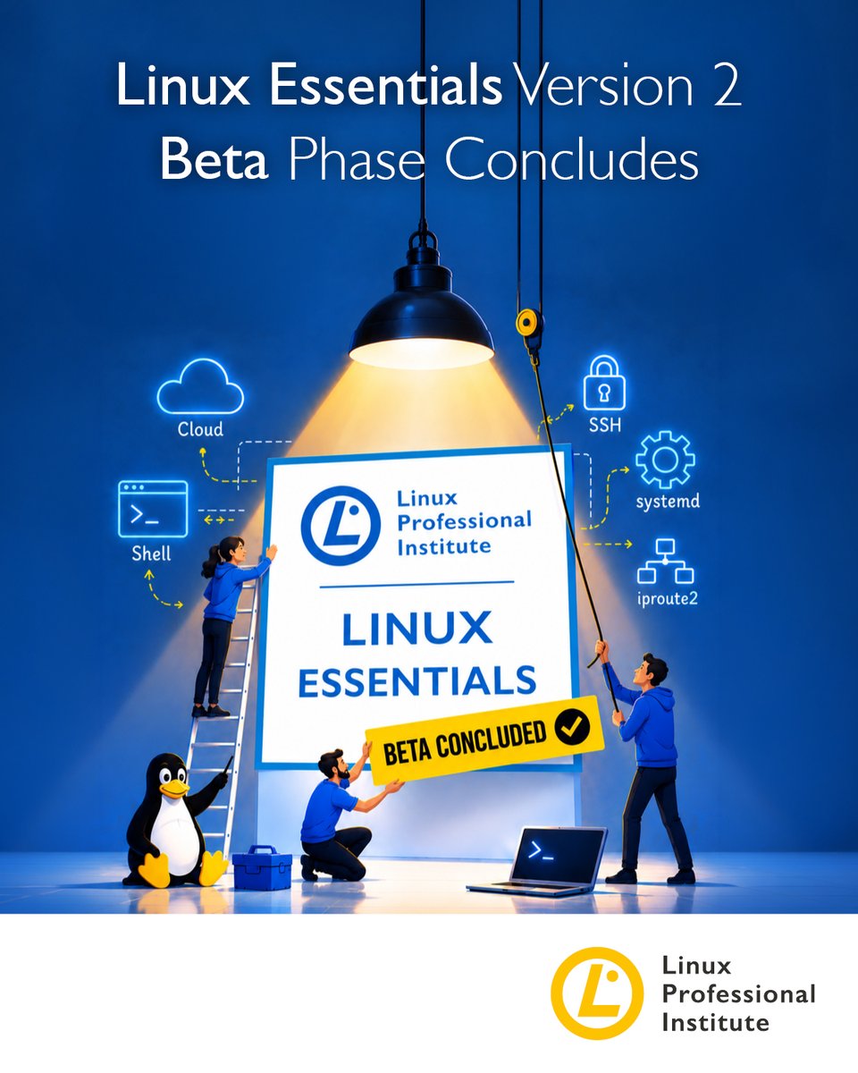 LPISEAsia's tweet photo. The beta phase for Version 2.0 of the @LPIConnect #LinuxEssentials exam has ended after attracting strong interest! 

The new exam, along with completely revised Learning Materials, is scheduled for official release in mid-October. 💪🐧

Learn more: https://t.co/ddhiTjYdMz https://t.co/5ywbjB0jGV