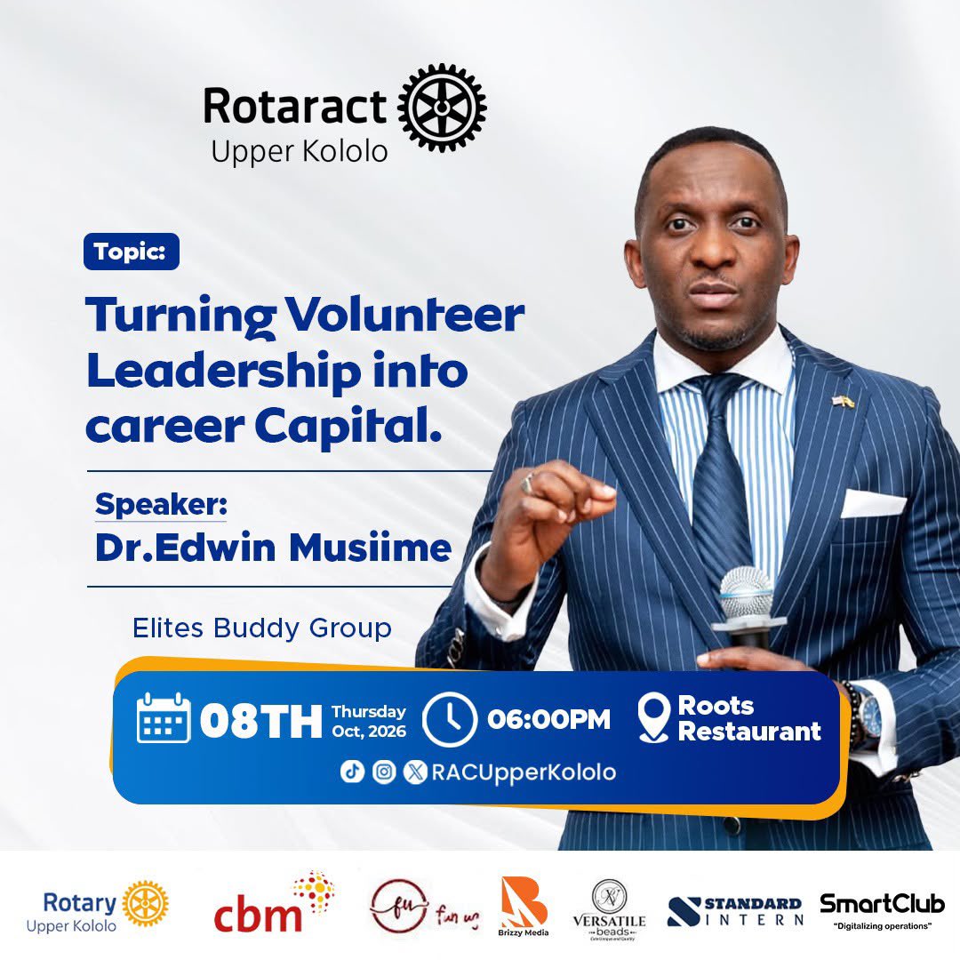 RACUpperKololo's tweet photo. VOLUNTEER. LEAD. GROW. 

What if the leadership skills you’re building through volunteering could become a real advantage in your career?

Join us this Thursday for an insightful fellowship on “Turning Volunteer Leadership into Career Capital.”

Come ready to learn, connect and discover how to turn your volunteer experience into opportunities that move your career forward.

 📆 Thursday, 08 October 2026
📍 Roots Restaurant, Nakasero
🕡 6:00PM

#UKSquad #RACUK