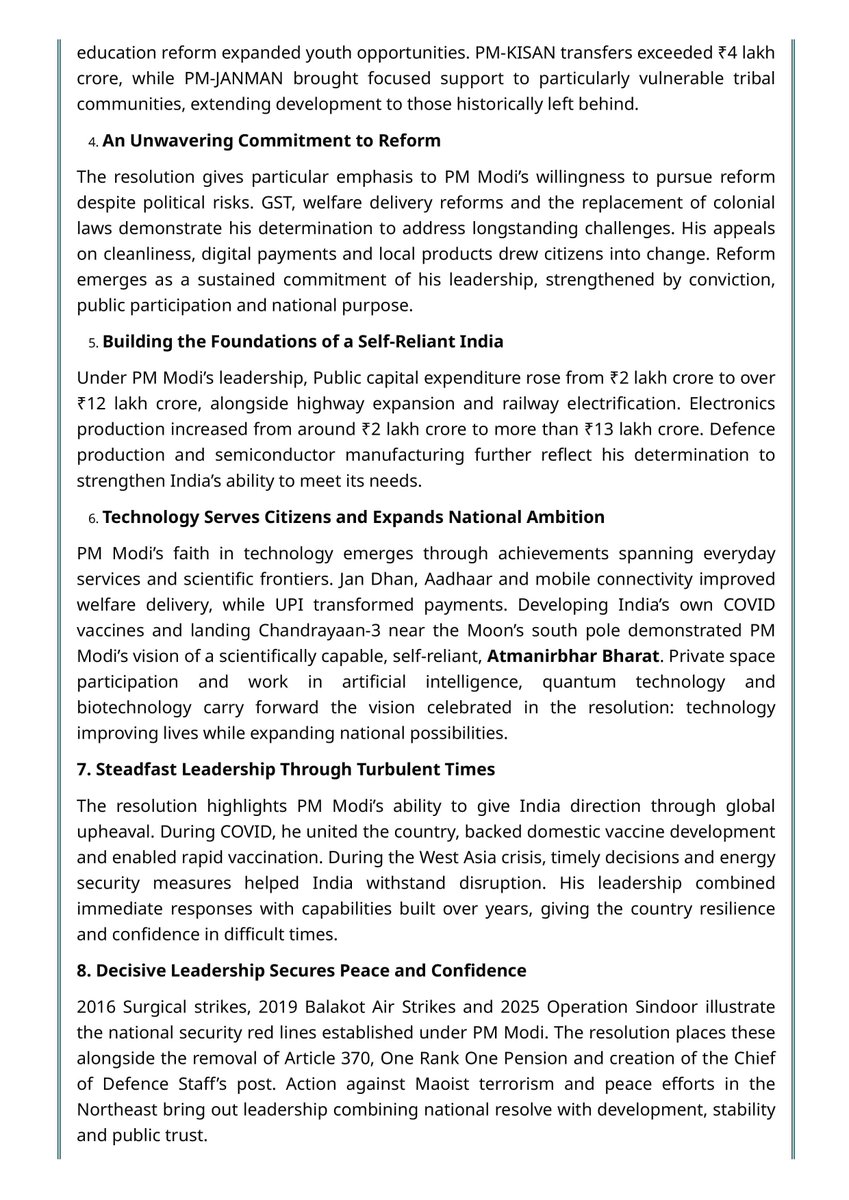 KirenRijiju's tweet photo. The Union Cabinet today passed a resolution congratulating Hon'ble PM Shri @narendramodi ji on completing 25 years of continuous leadership as Head of Government.

It marks a defining milestone in a journey shaped by the unwavering principles of ‘Nation First’ and ‘Citizen First’.

#CabinetDecisions