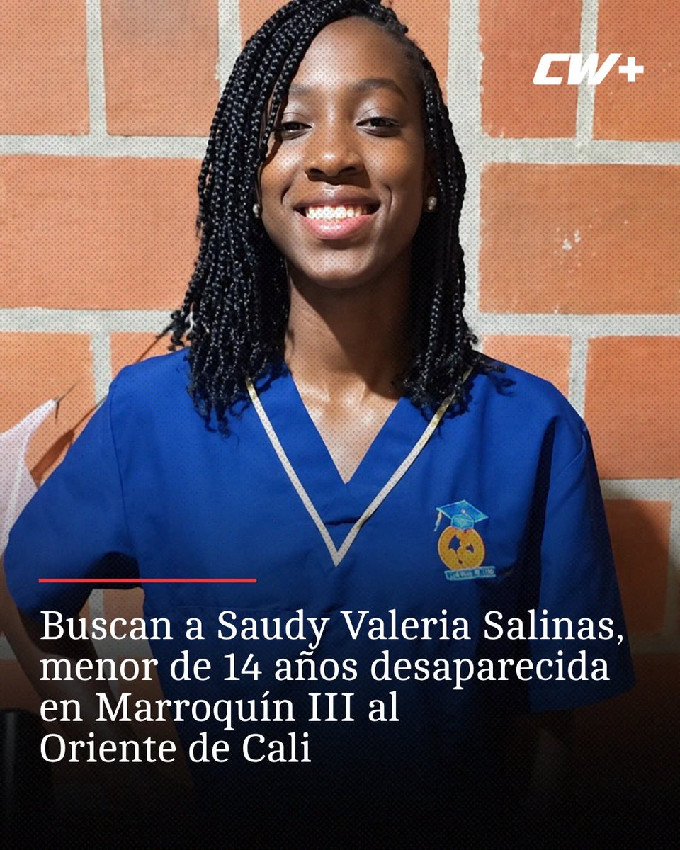 CWMasNoticias's tweet photo. CALI | Familiares y autoridades buscan a Saudy Valeria Salinas, una adolescente de 14 años reportada como desaparecida en Cali. La menor fue vista por última vez el 4 de octubre, alrededor de las 7:30 p. m., en el barrio Marroquín III, en el oriente de la ciudad. Su familia ya presentó la denuncia ante la Fiscalía.

⬇️⬇️⬇️
Amplía la información en 👉🏻 https://t.co/BzQDxTwk0T

#Cali #SaudyValeriaSalinas #Desaparecida #MarroquínIII #CWMásNoticias