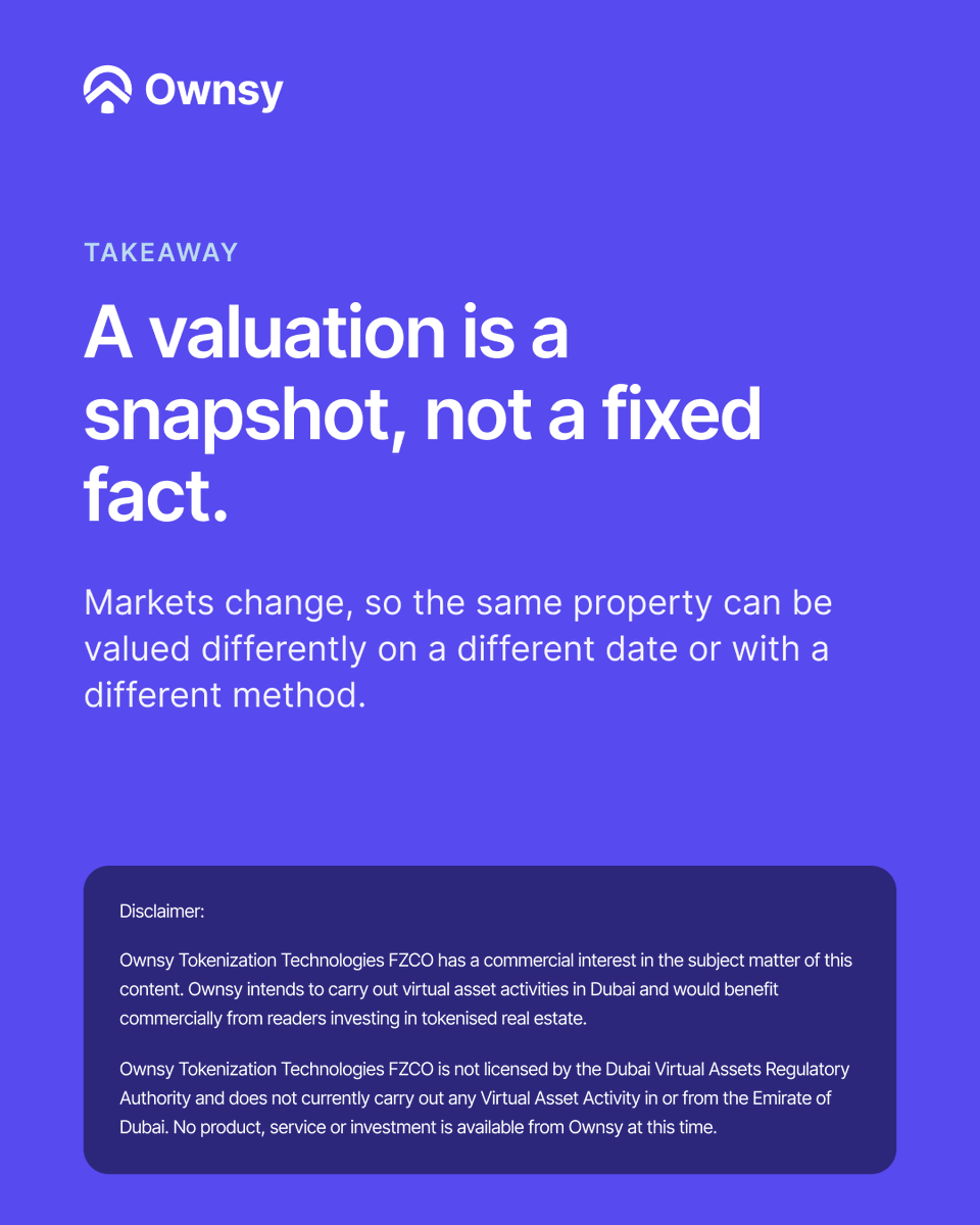 Ownsyofficial's tweet photo. 2/2
Valuation isn't the price. A valuation is a professional estimate of a property's market value on a specific date. Price is what a buyer actually pays. This carousel covers the three methods valuers use, and why the number can change.
#PropertyEducation #RealEstate #PropertyInvesting101