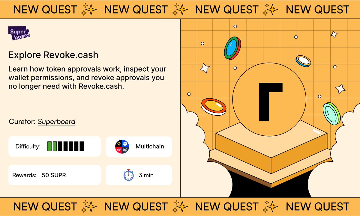 Superboard_'s tweet photo. Meet @RevokeCash, a tool to check and revoke token approvals.

See what you’ve approved, clean up old permissions, and keep your wallet safer.

Join → https://t.co/ZxnVm5Zl9T https://t.co/PVPFmGqv1D