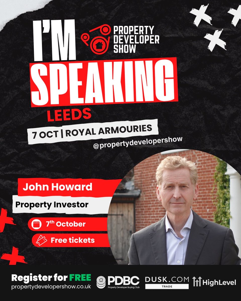 JHowardProperty's tweet photo. Tomorrow I’m back at The Property Developer Show, this time in Leeds! 🏗️
I’ll be talking about,  10 Ways To Structure Property Deals In A Challenging Market
📍 Leeds 🕑 Stage 1 | 2pm

#propertydeveloper #propertyinvestor #leeds https://t.co/RL1YeAM5oT