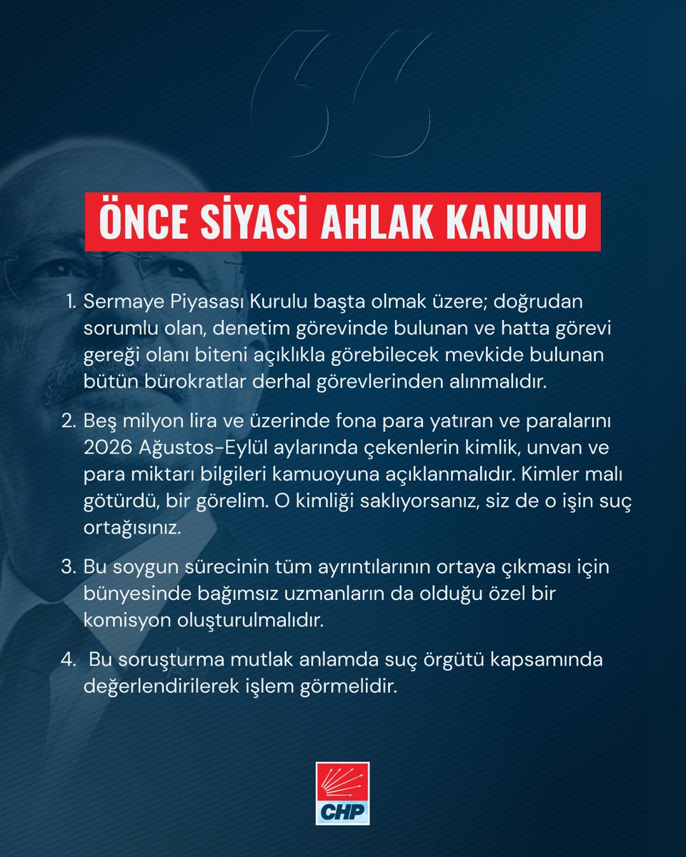 herkesicinCHP's tweet photo. Önce Siyasi Ahlak Kanunu! https://t.co/TnrQBVr1ia