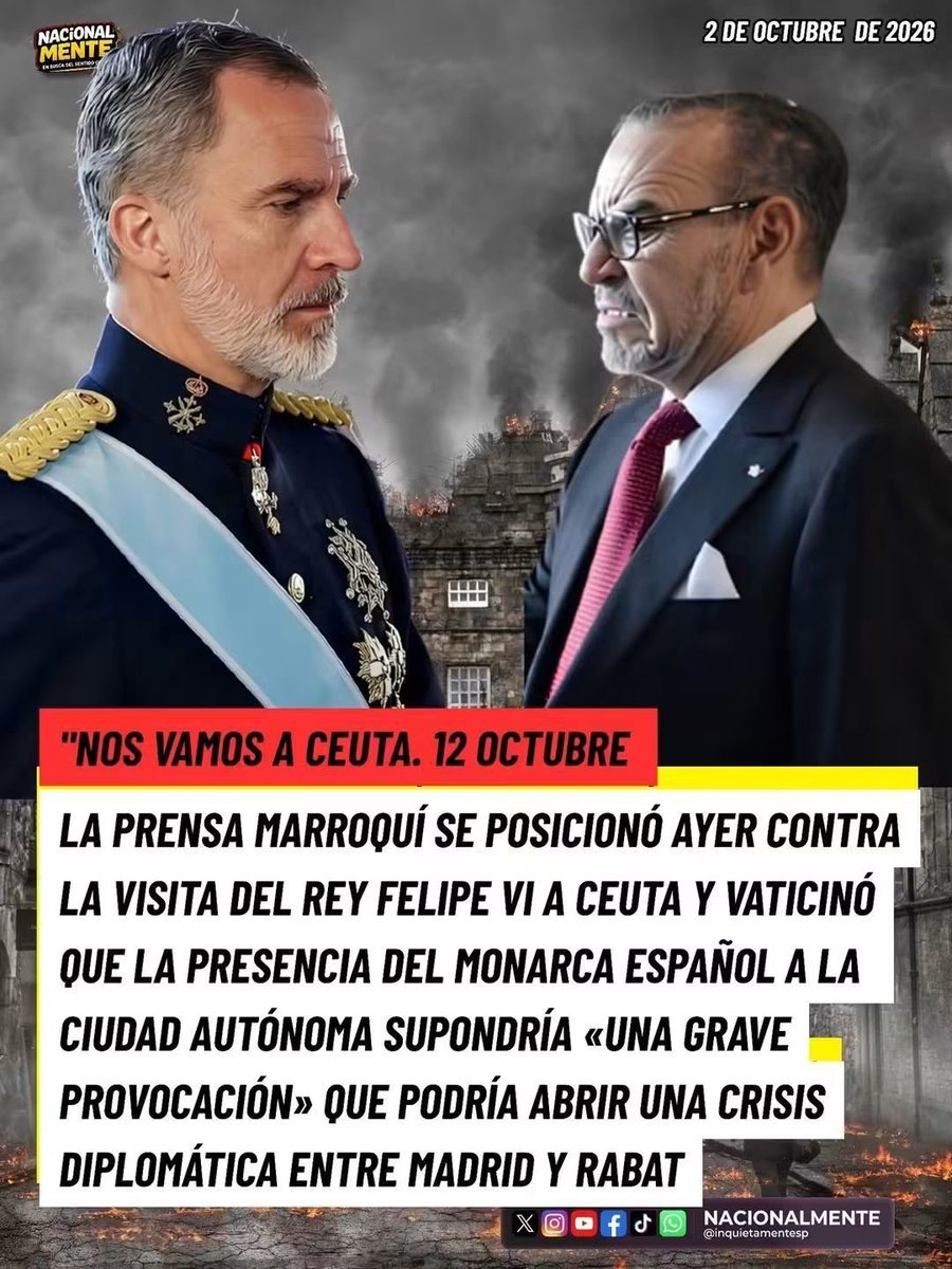 DLPEspana's tweet photo. 🆘🆘Que tomen nota en Marruecos.

🆘🆘 Los españoles no vamos a estar toda la vida de rodillas porque el traidor Pedro Sánchez haya estado.

#Ceeuta https://t.co/viWxgQ1sun